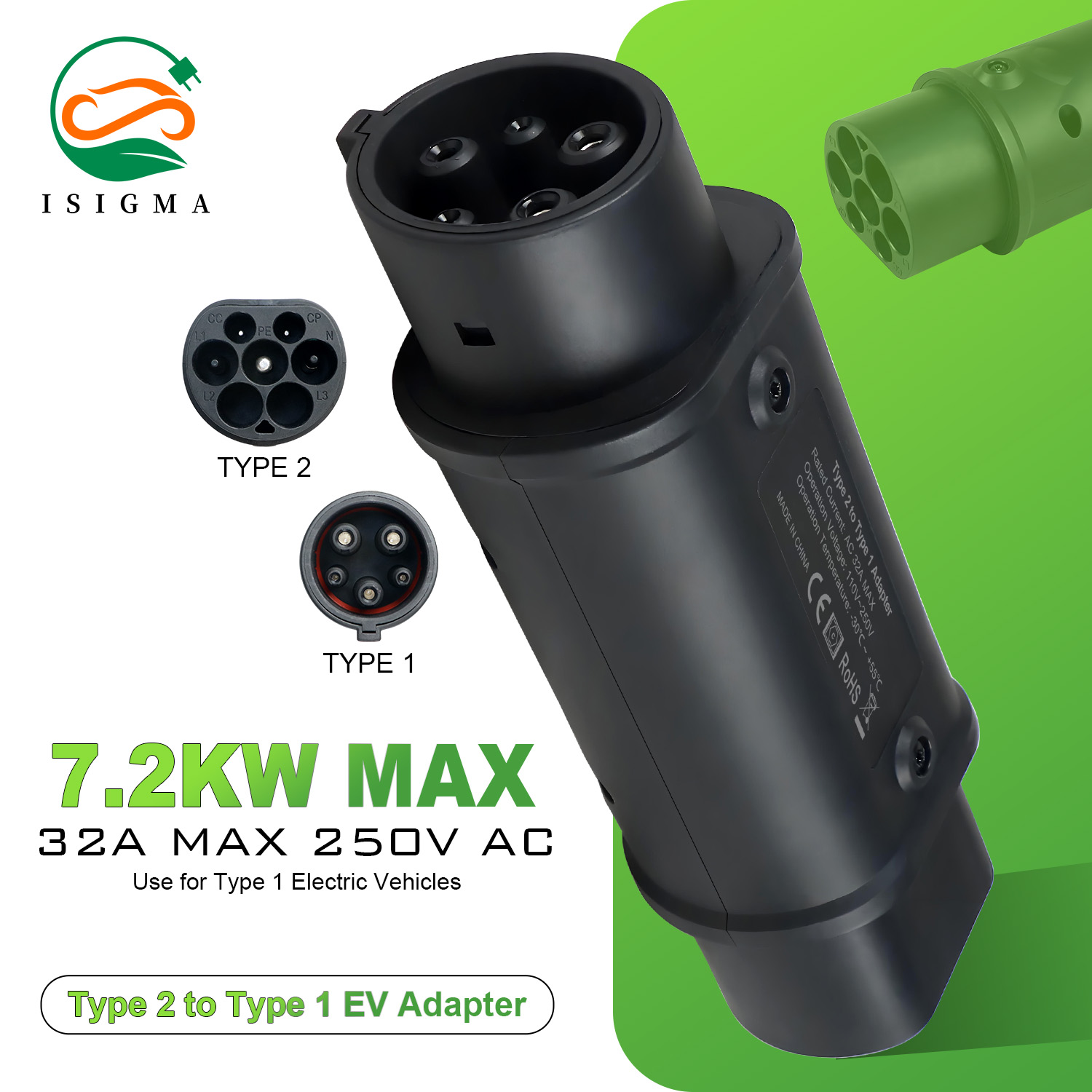 Ev Charger Adapter - Type 2 to Type 1 EV