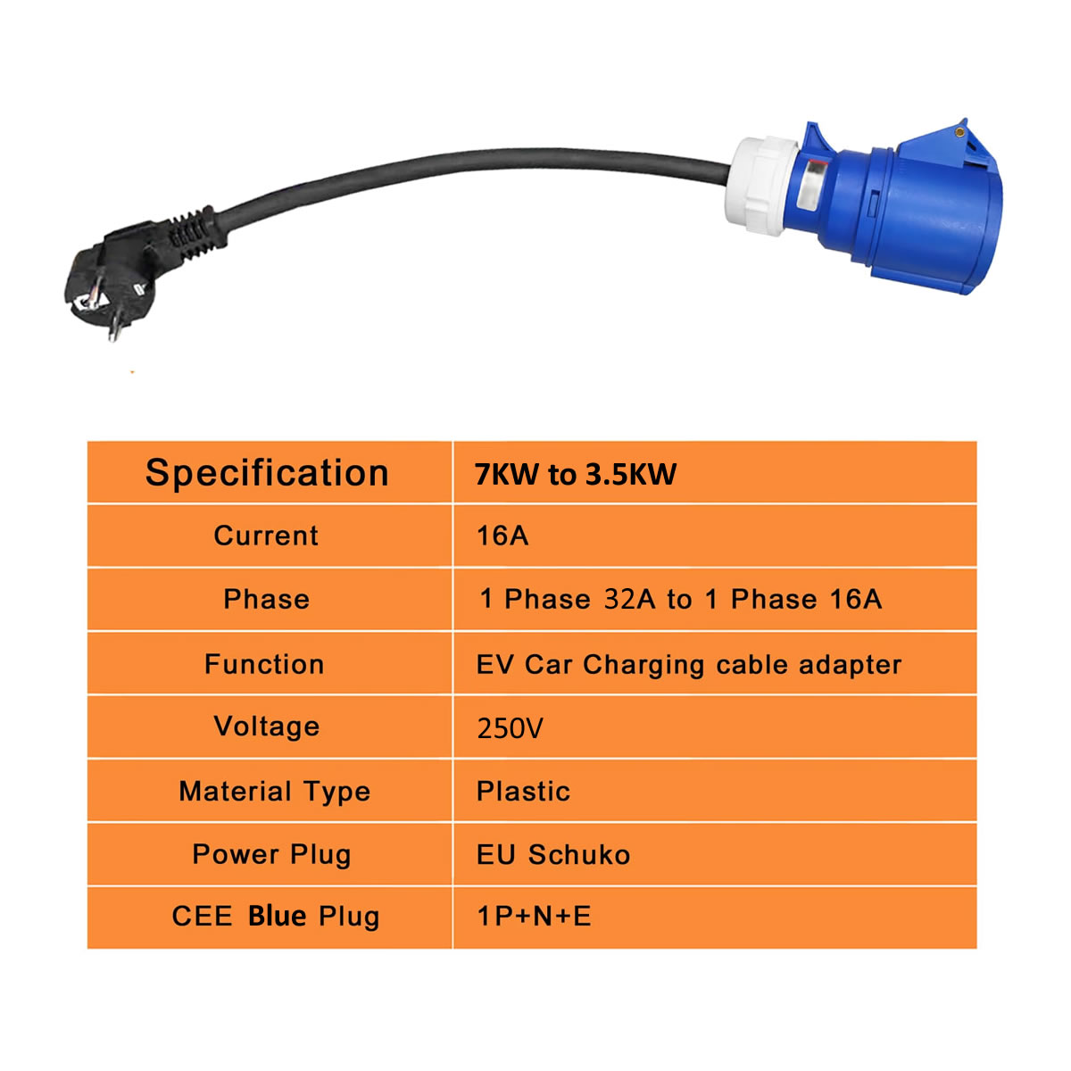 32A Blue CEE Socket to 16A EU  - Ev Charger Adapter 评论和价格