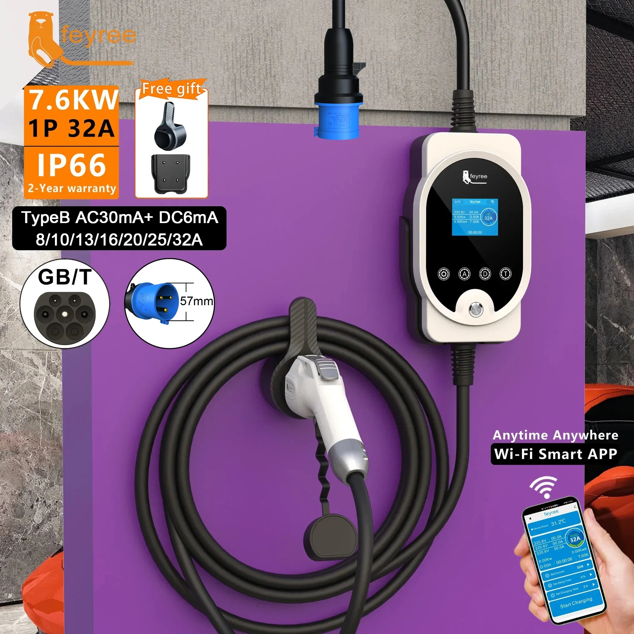 Feyree EV Charger GB/T Socket  - Home Ev Charger 评论和价格