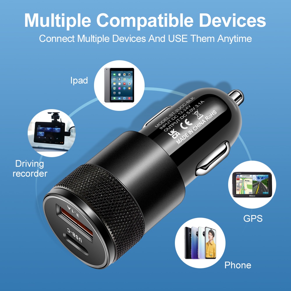 66W USB Car Charger Type C Fas - Fast Ev Charger 评论和价格
