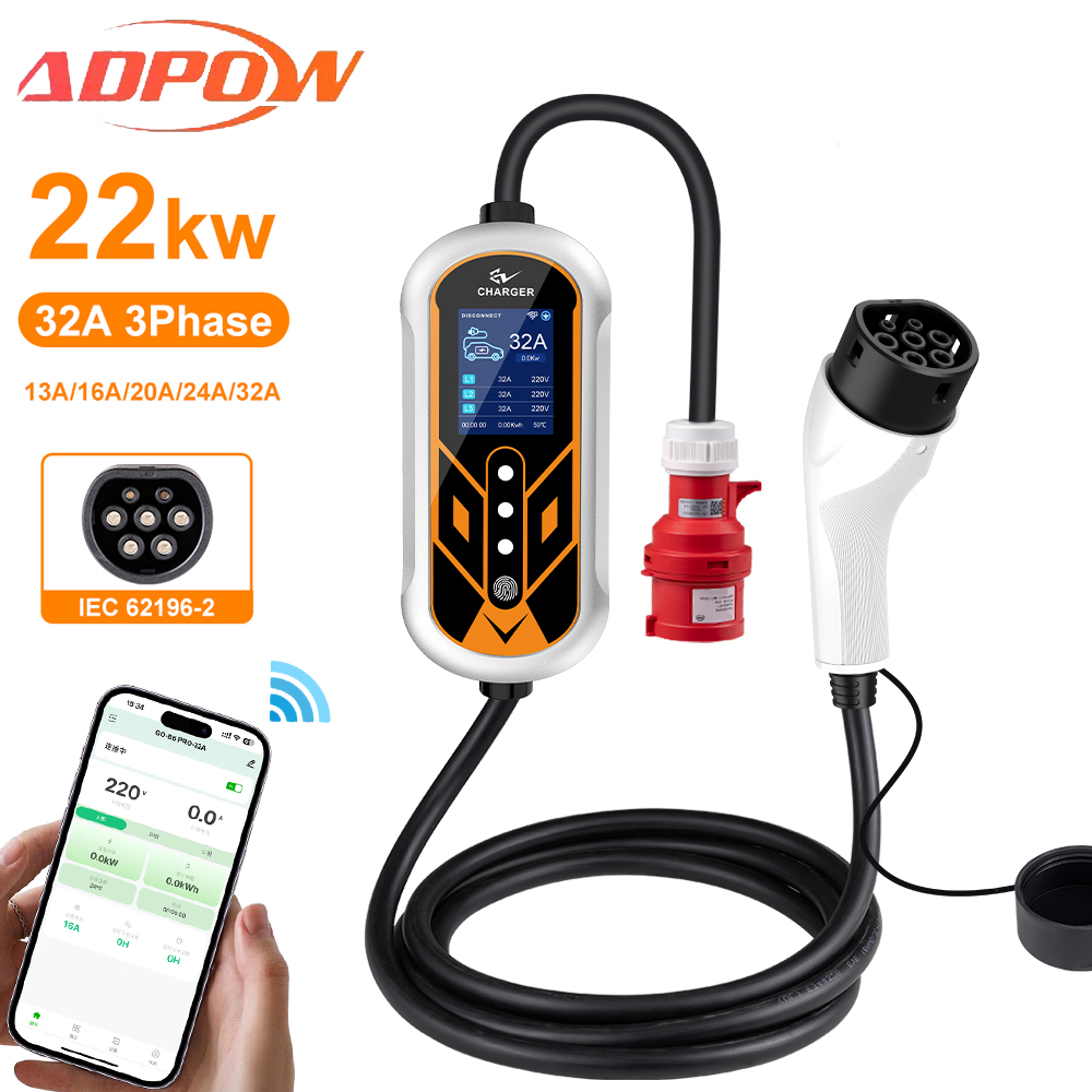 ADPOW Portable 32A Type2 EV Ch - Portable Ev Charger 评论和价格